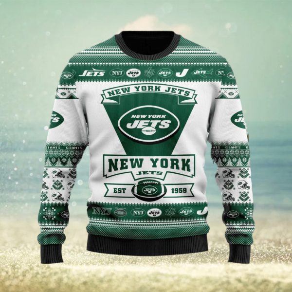 New York Jets Football Team Logo Custom Name Ugly Christmas Sweater  Christmas Gift For Sport Fans