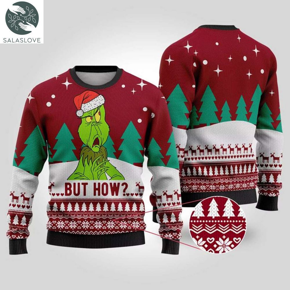 Angry But How Red Sweater, Grinch Ugly Christmas Sweater

