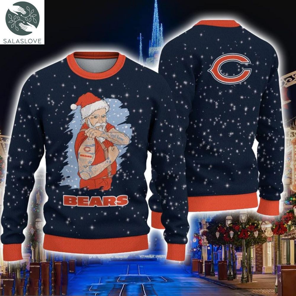 Chicago Bears Christmas Santa Claus Tattoo Ugly Sweater HT230918

