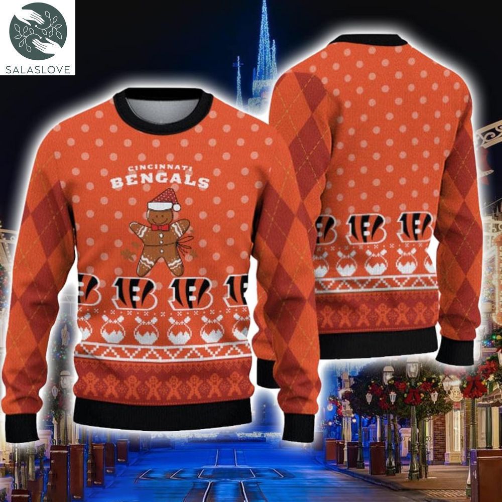 Cincinnati Bengals Christmas Gingerbread Man Ugly Sweater HT230919
