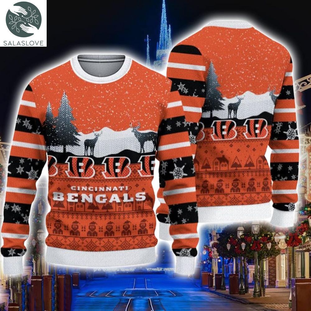 Cincinnati Bengals Christmas Reindeers Pattern Ugly Sweater HT230920
