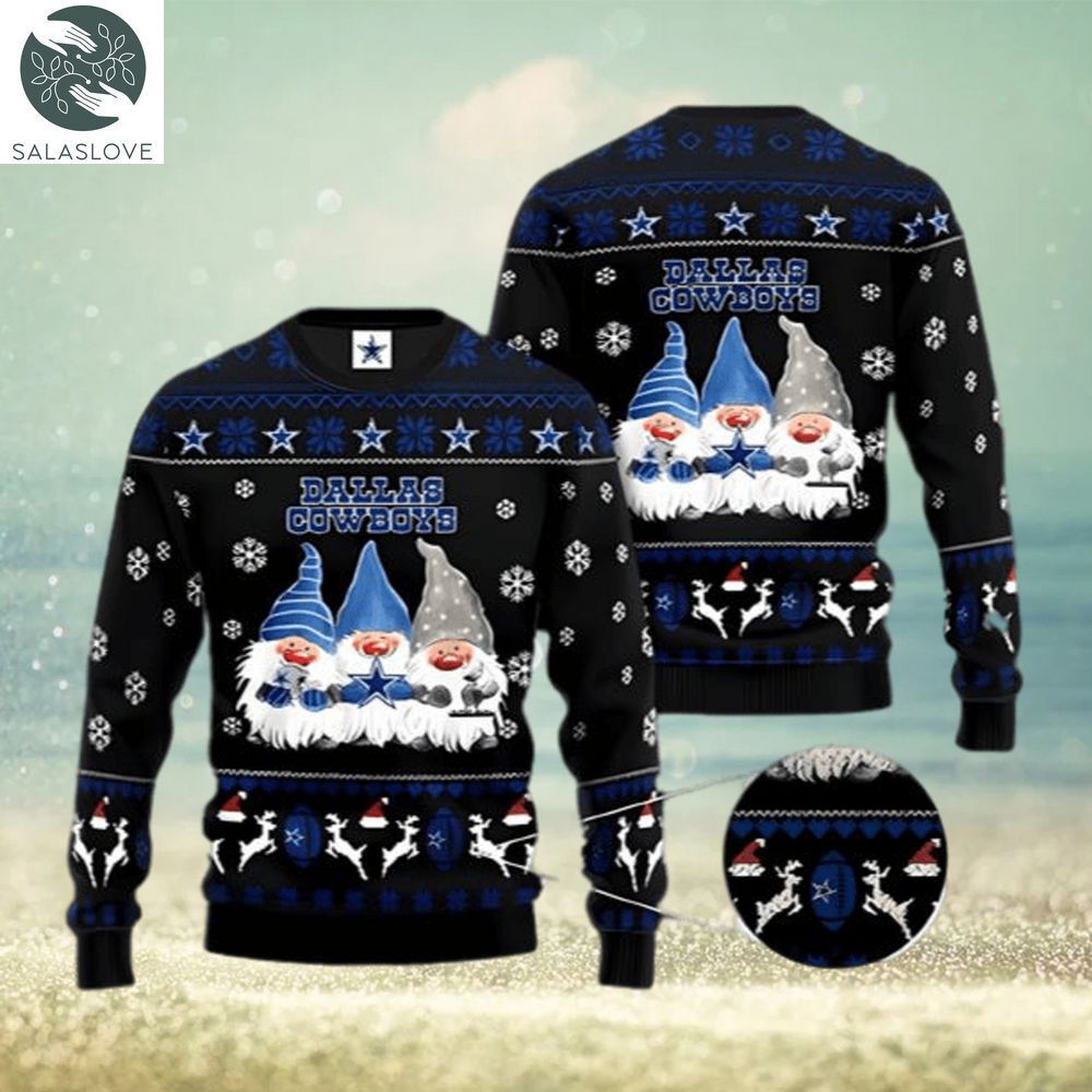 Dallas Cowboys Gnome de Noel Ugly Christmas Sweater HT280905
