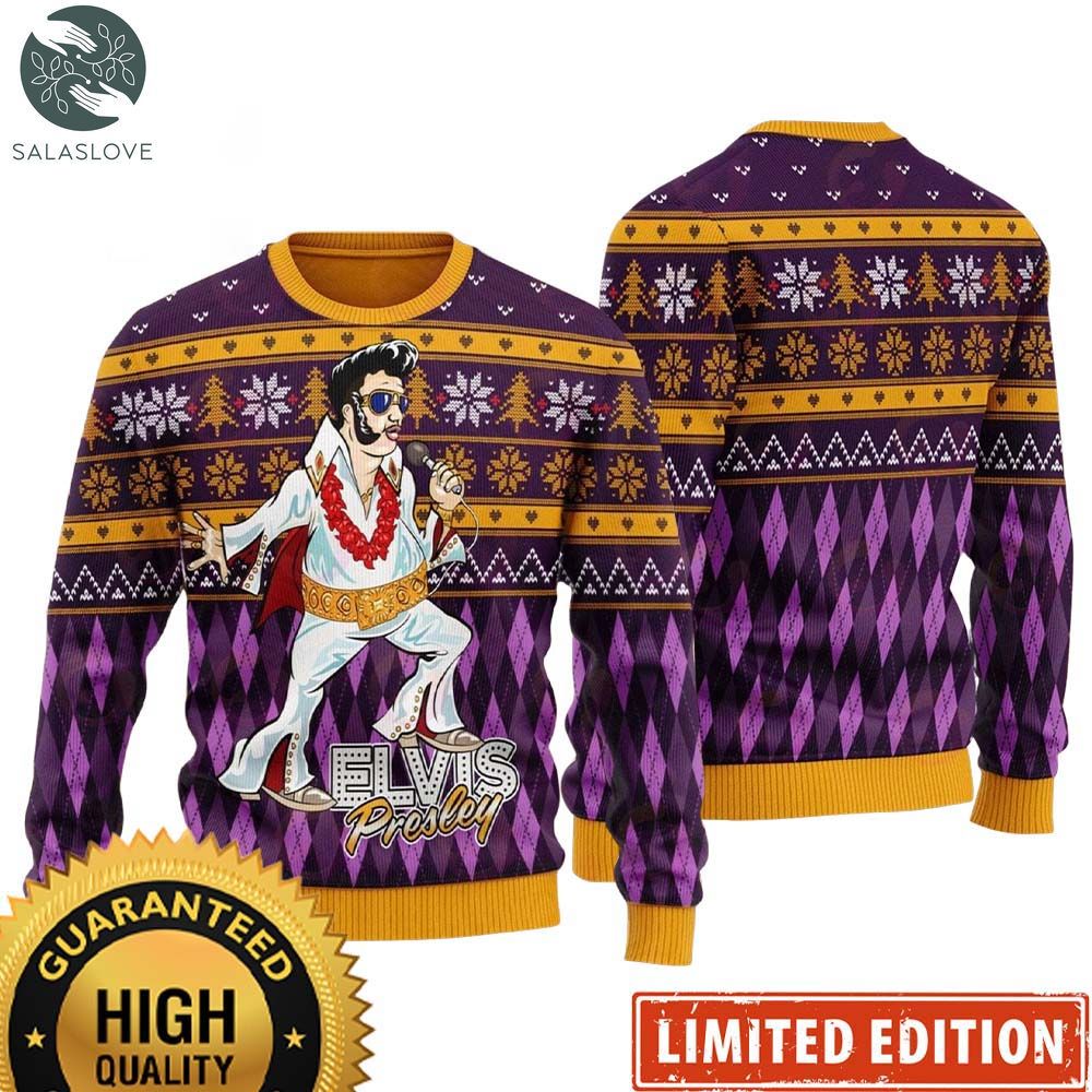Elvis Presley Fatley Meme Purple Funny Ugly Sweater HT220903

