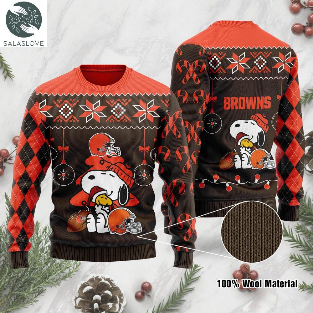 Funny Snoopy And Woodstock Cleveland Browns Sweater HT280909
