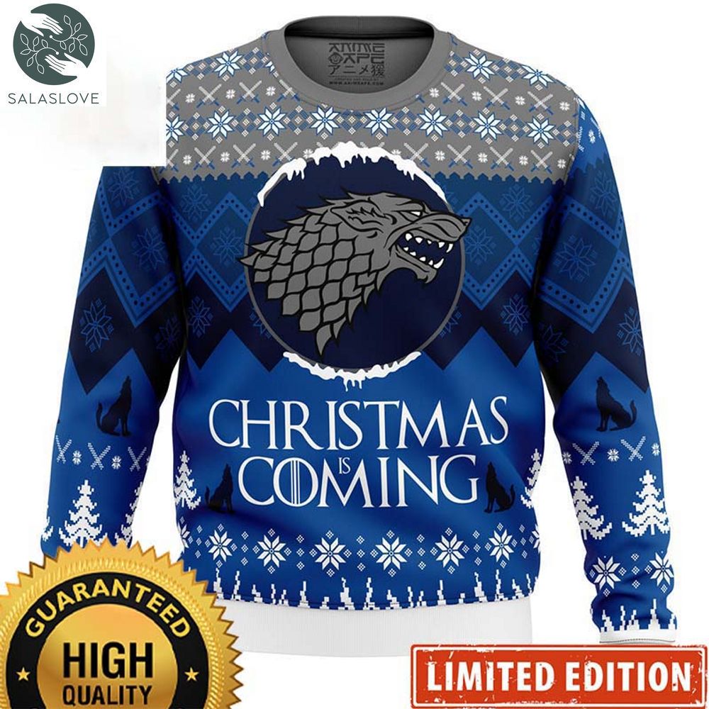 Game of Thrones Christmas is Coming Quote Knitting Blue Sweater 2023 HT220907
