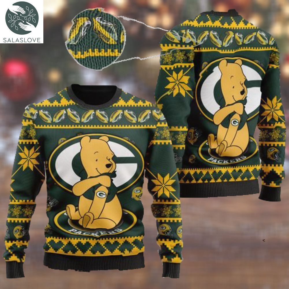 Green Bay Packers NFL American Football Team Logo Cute Winnie The Pooh Bear Sweater HT280910
