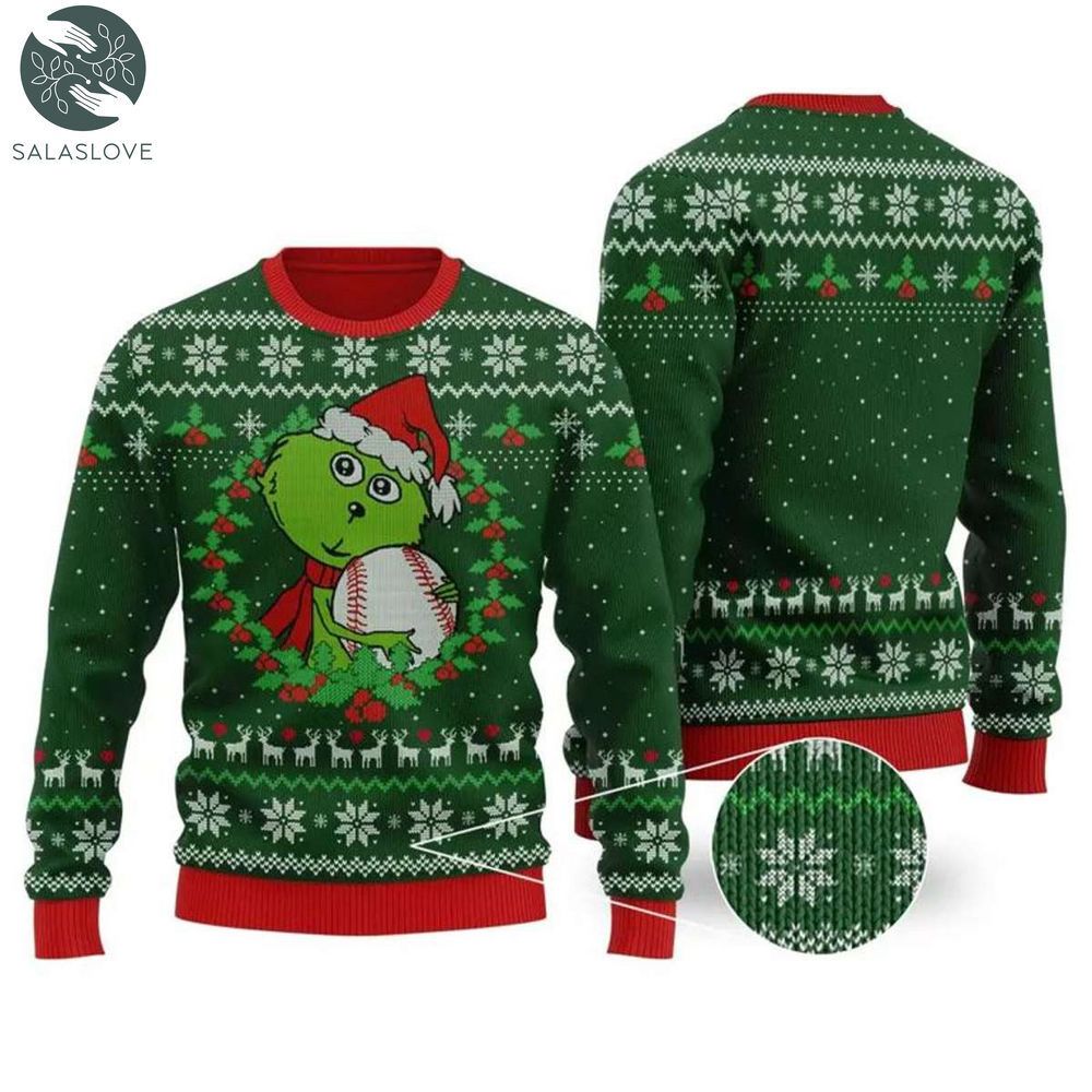 Grinch Hug Baseball, Grinch Ugly Christmas Sweater
