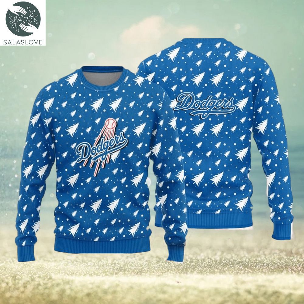 Los Angeles Dodgers Christmas Pine Tree Patterns Pattern Knitted Ugly Christmas Sweater