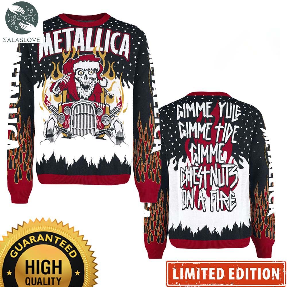 Metallica Gimme Yule Holiday Skeleton Santa Christmas Ugly Sweater HT220911
