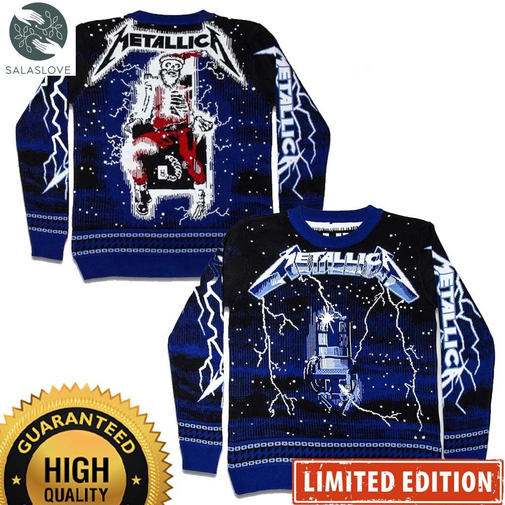 Metallica Ride The Lightning Skeleton Santa Ugly Sweater 2023 HT220913
