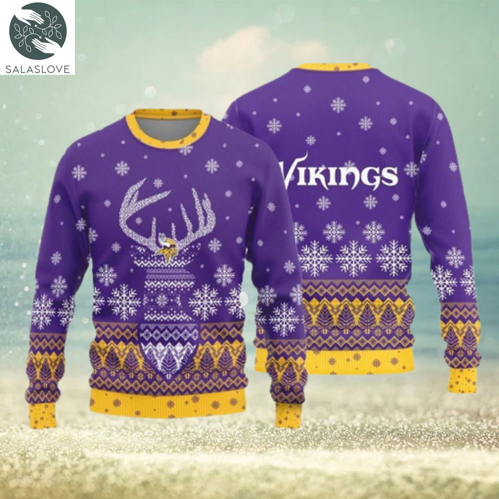 Minnesota Vikings Christmas Reindeer Ugly Christmas Sweater Skiing Gift For Fans