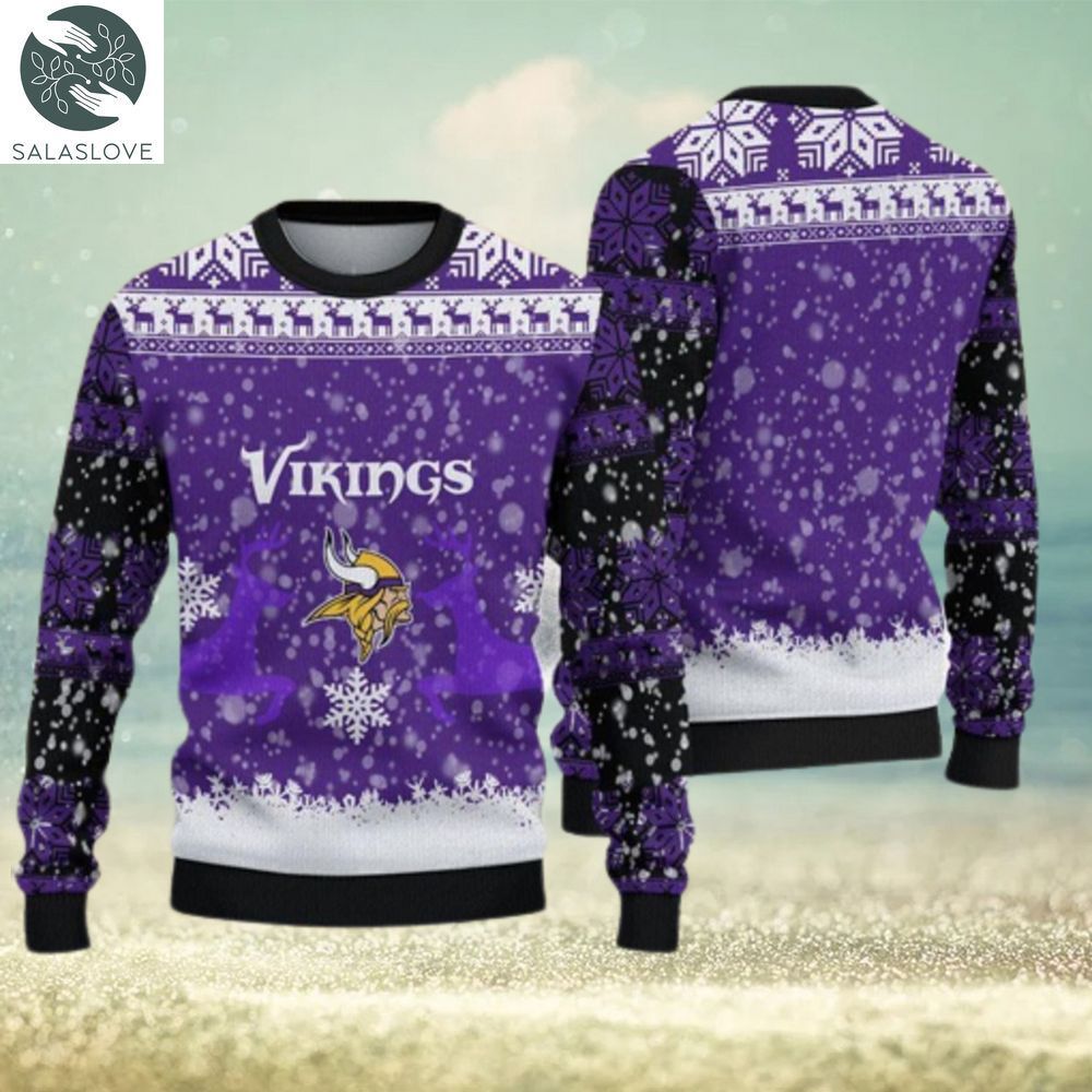 Minnesota Vikings Christmas Reindeer Ugly Christmas Sweater Snowdrift Gift For Fans