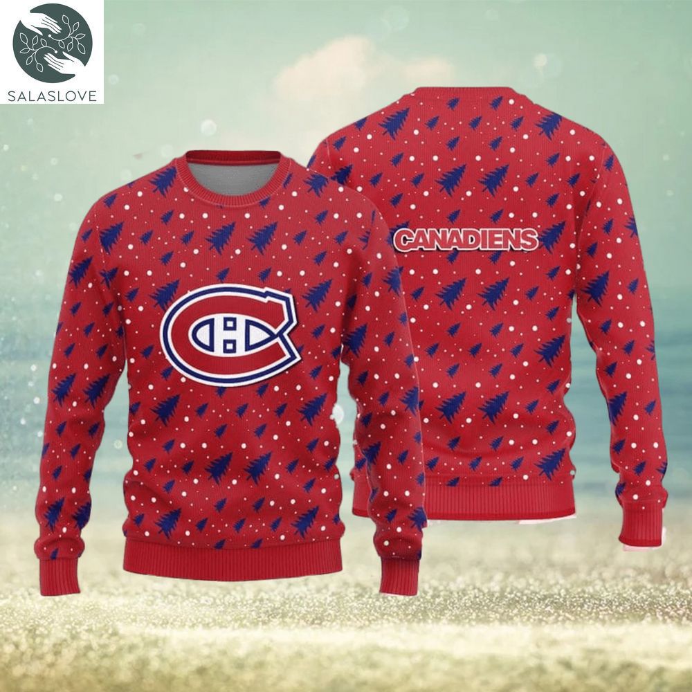 Montreal Canadiens Christmas Pine Tree Patterns Pattern Knitted Ugly Christmas Sweater