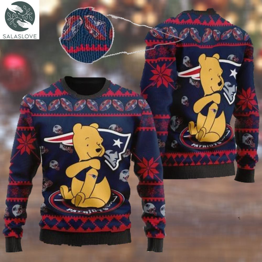 New England Patriots NFL American Football Team Logo Cute Winnie The Pooh Bear Sweater HT280918

