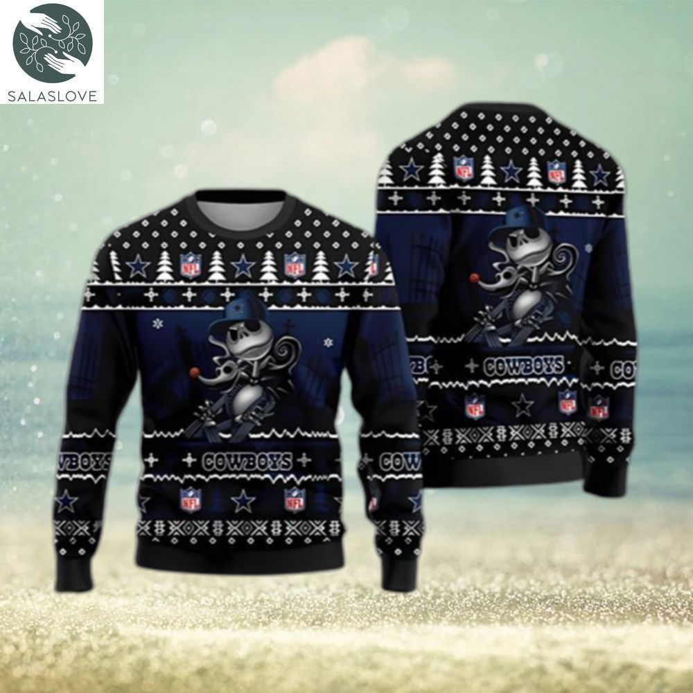 NFL Jack Skellington Dallas Cowboys Ugly Christmas Sweater HT280924
