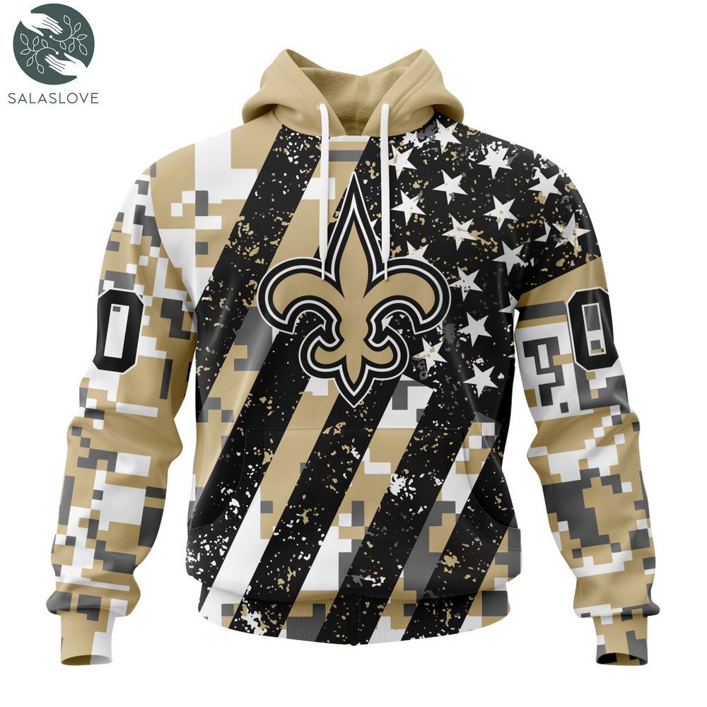 New Orleans Saints NFL Camo Veteran Team 3D Printed Hoodie/Zipper