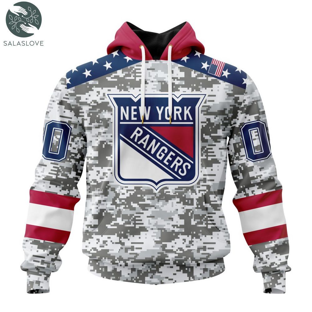NHL New York Rangers Special Camo Design For Veterans Day Hoodie