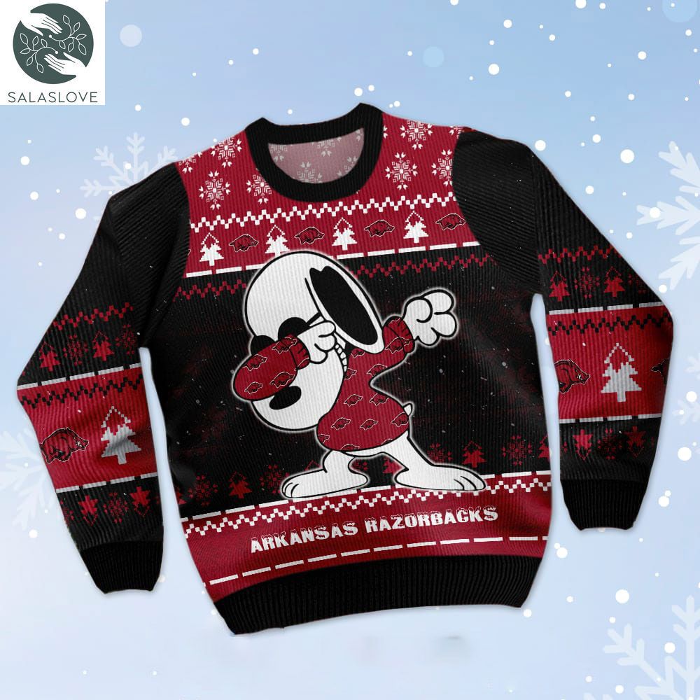 Arkansas Razorbacks Snoopy Dabbing Ugly Christmas 3D Sweater HT131002

