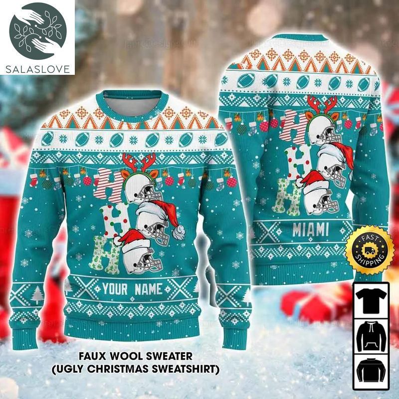 Customized Miami Dolphins Ugly Christmas Sweater
