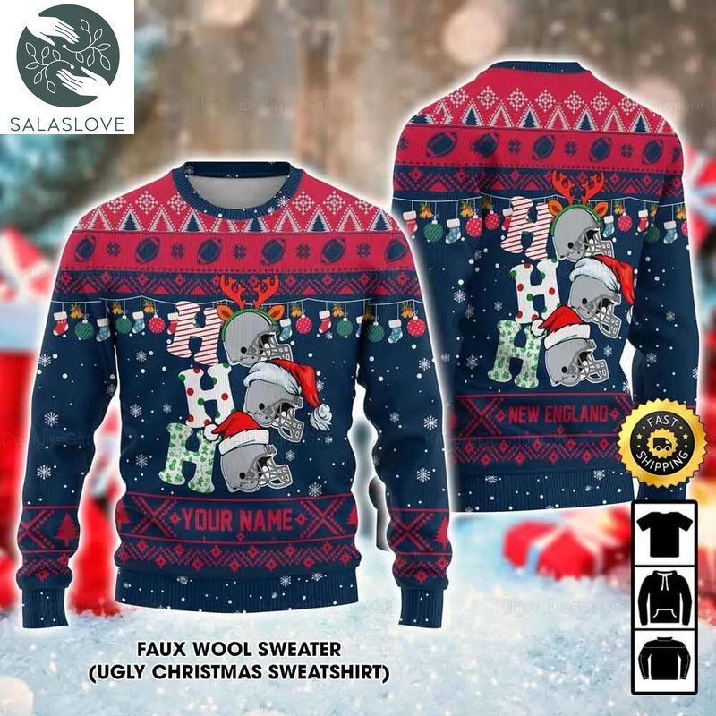 Customized New England Ugly Christmas Sweater Gift For Fan
