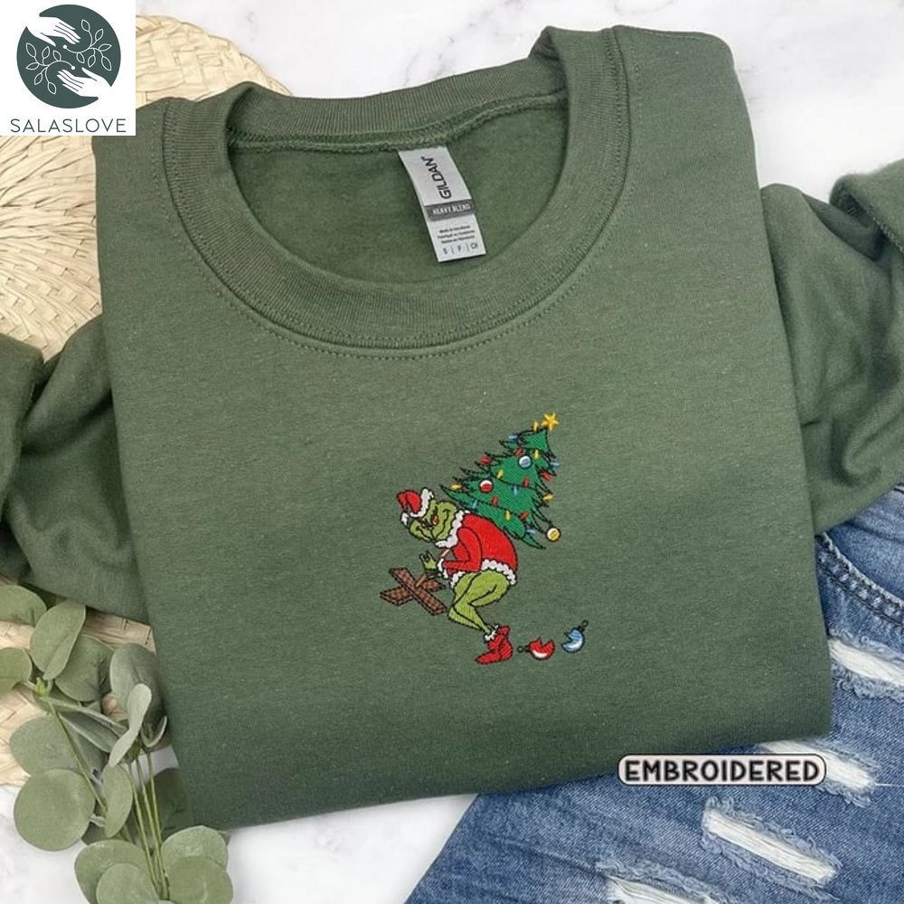 Embroidered Ginchy Pine Tree Whoville Sweatshirt HT221009
