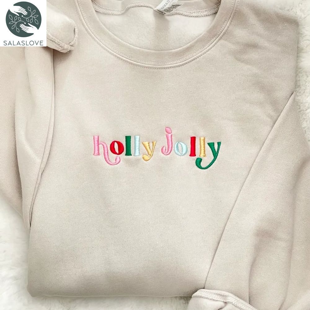 Embroidered Retro Holly Jolly Christmas Sweatshirt HT221010
