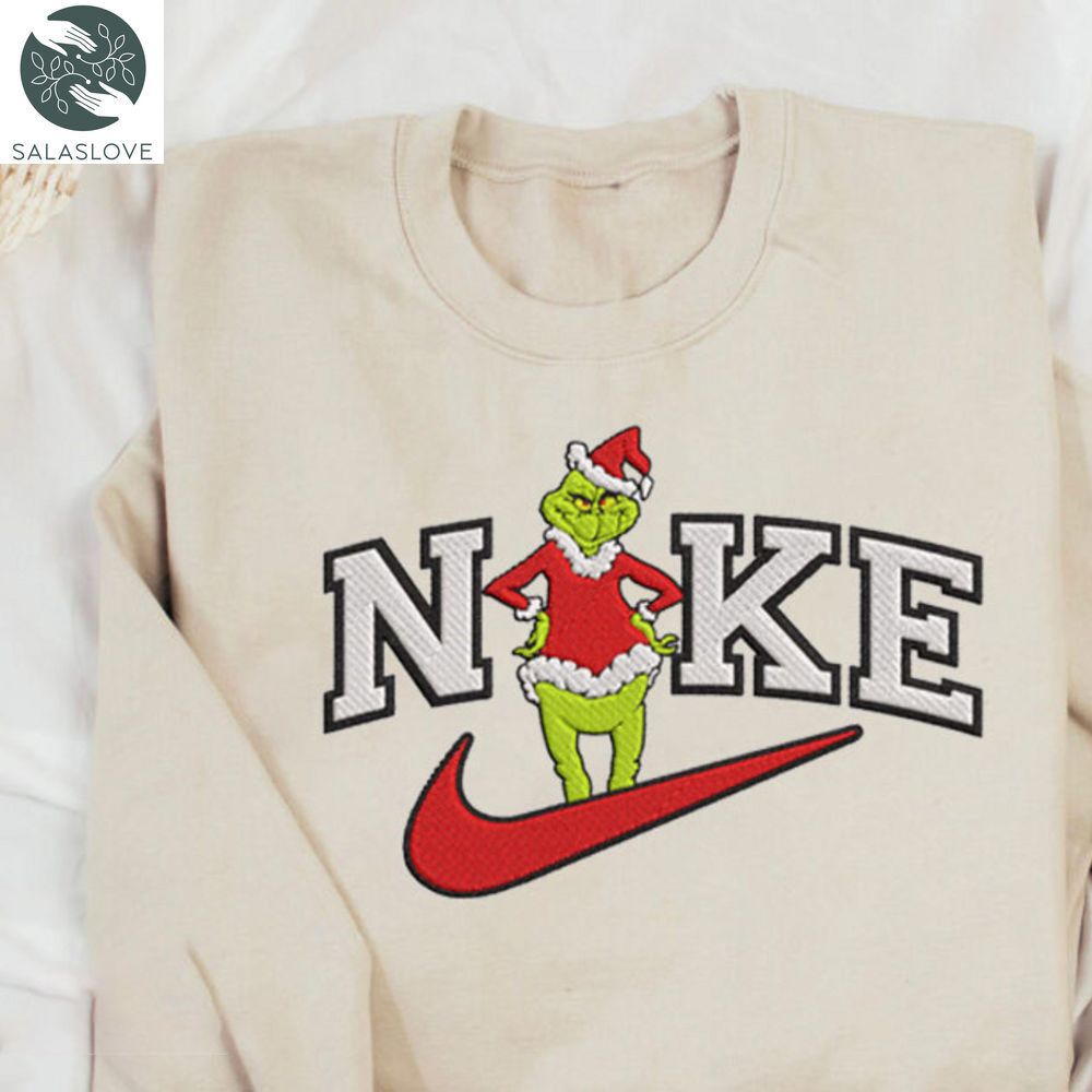 Funny Nike Grinch Angry Standing Swoosh Embroidered Sweatshirt HT221011