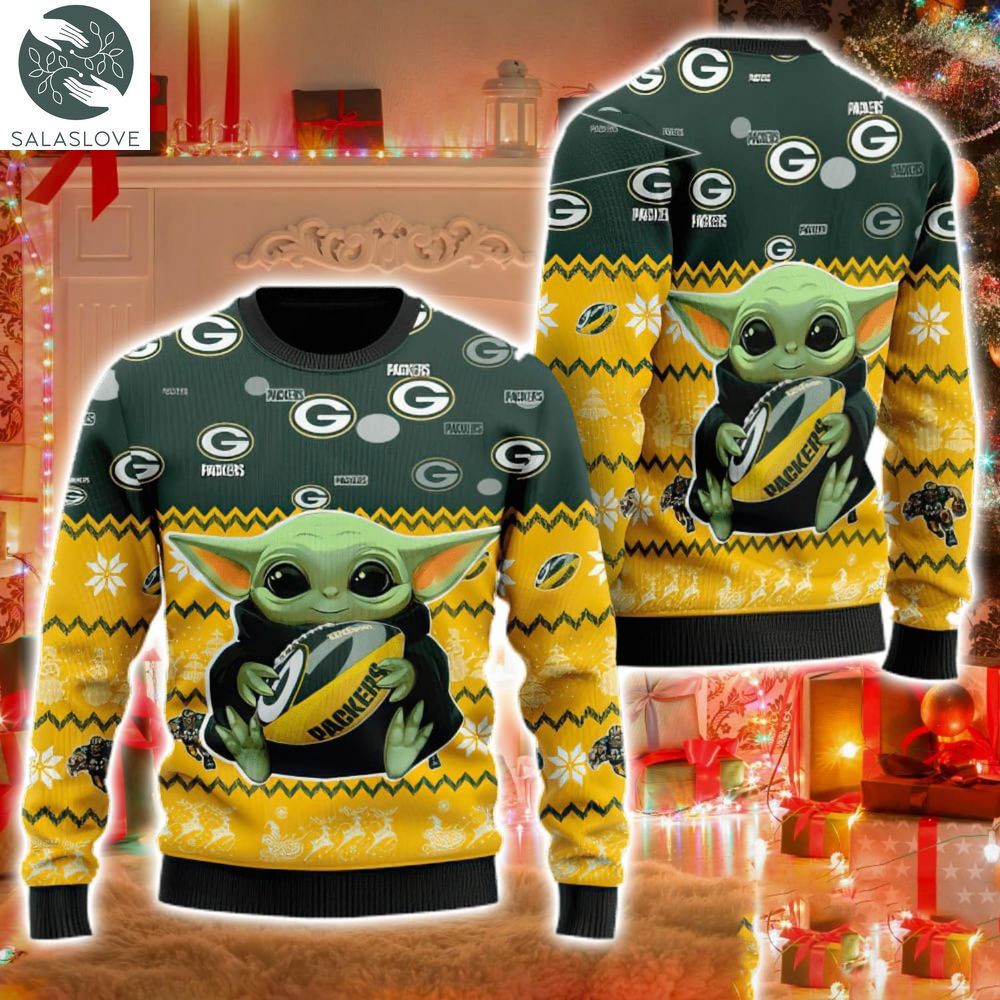 Green Bay Packers Baby Yoda Lover American Football Ugly Christmas Sweater HT131010

