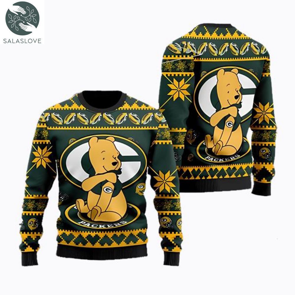 Green Bay Packers NFL American Football Team Logo Cute Winnie The Pooh AOP Sweater HT131011
