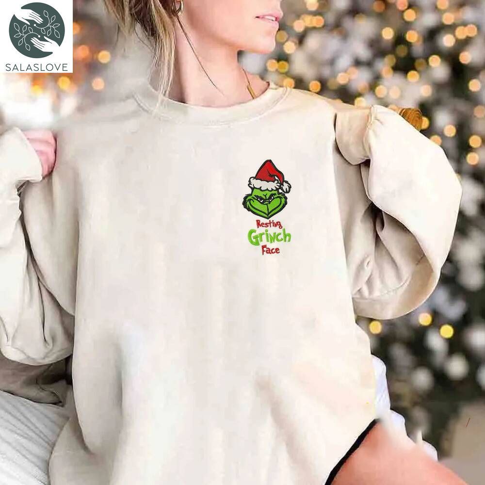 Grinch Embroidered Sweatshirt Resting Face Christmas Gift HT221017
