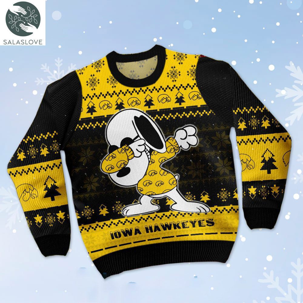 Iowa Hawkeyes Snoopy Dabbing Ugly Christmas 3D Sweater HT131013
