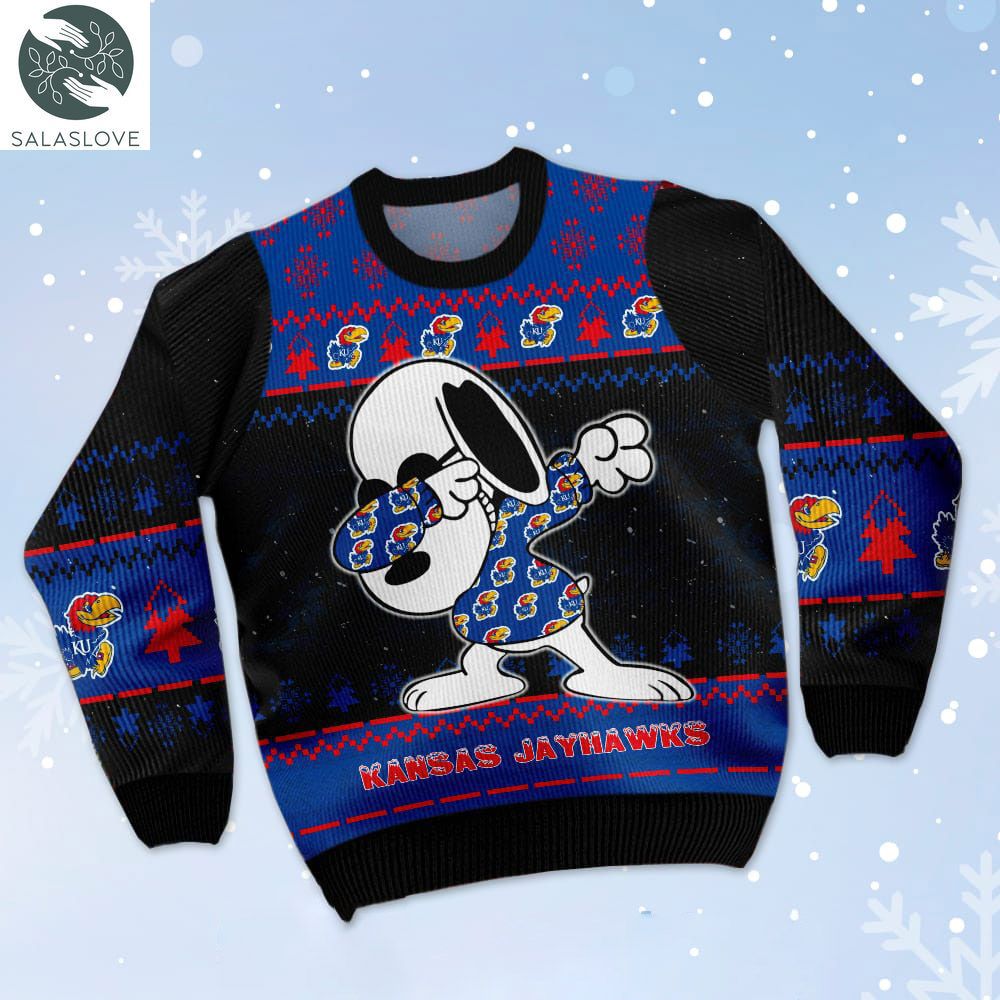 Kansas Jayhawks Snoopy Dabbing Ugly Christmas 3D Sweater HT131014

