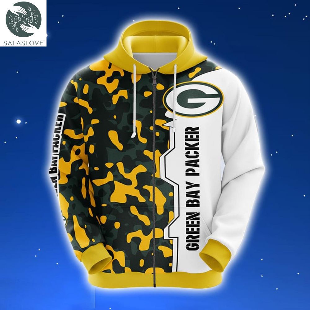 NFL Green Bay Packers Camouflage Yellow 3D Hoodie HT141007
