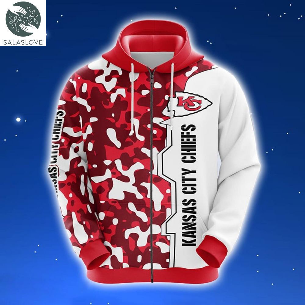 NFL Kansas City Chiefs Camouflage Red 3D Hoodie HT141014

