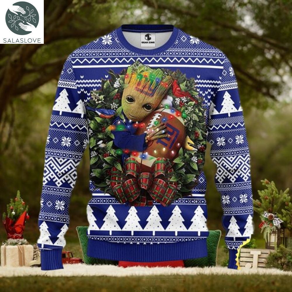 NFL New York Giants Groot Hug Christmas Ugly Sweater
