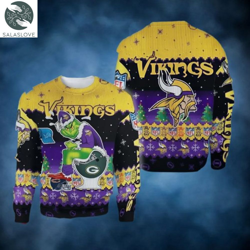 NFL Vikings Minnesota Funny Grrinch Knitting Pattern Christmas Ugly Sweater