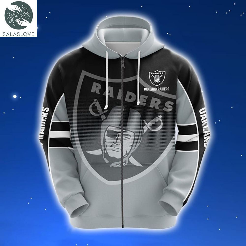 Oakland Raiders NFL Grey 3D Hoodie HT141027