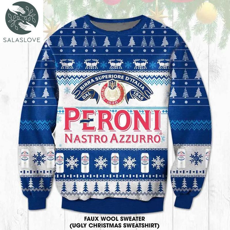 Peroni Nastro Azzurro Beer Ugly Christmas Sweater Gift For Fan
