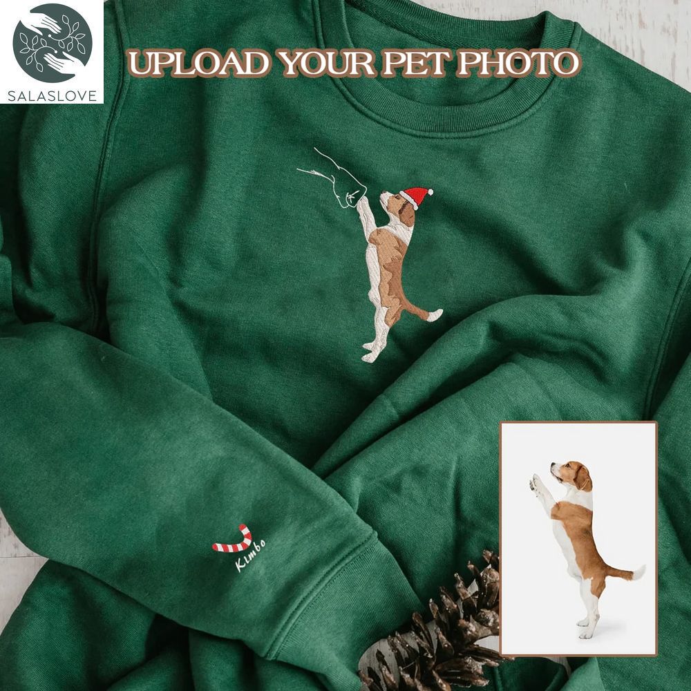 Personalized Embroidered Christmas Pet Dog Cat High-Five Sweatshirt TD191007