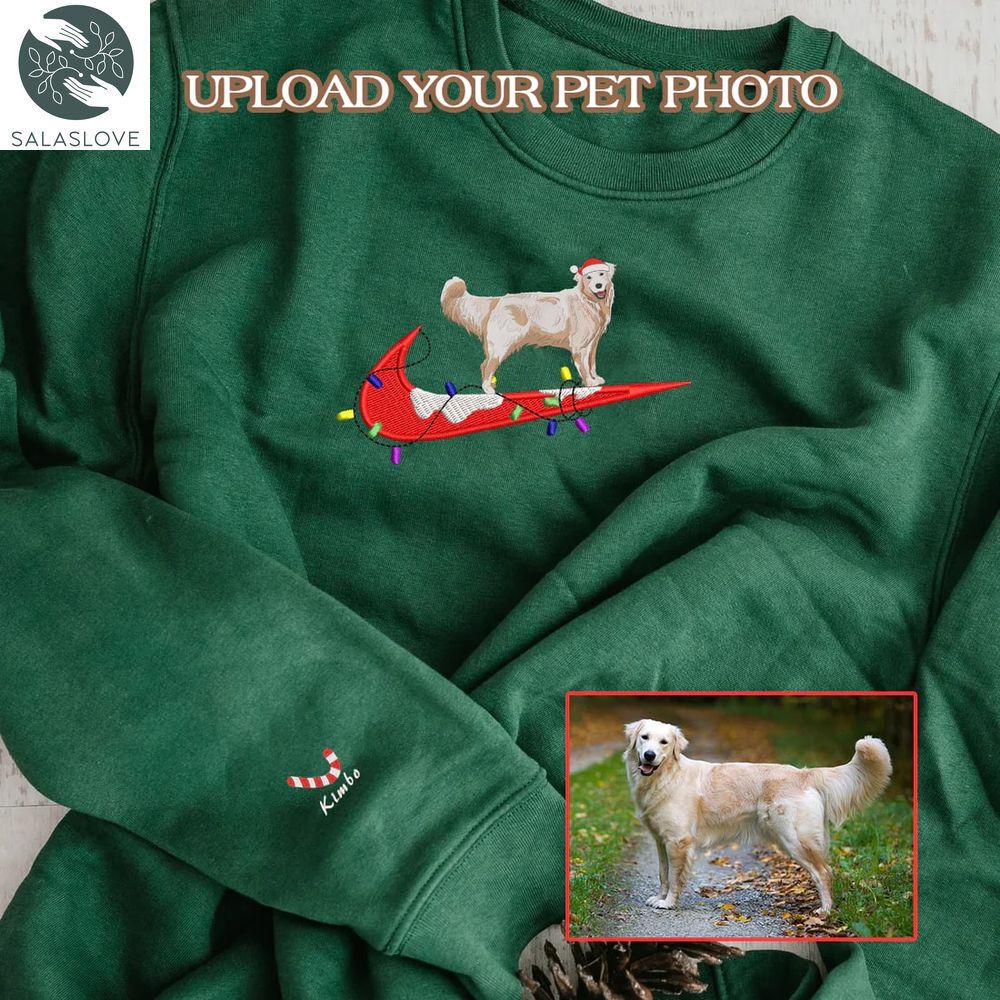 Personalized Embroidered Christmas Swoosh Pet Dog Cat Sweatshirt TD191014