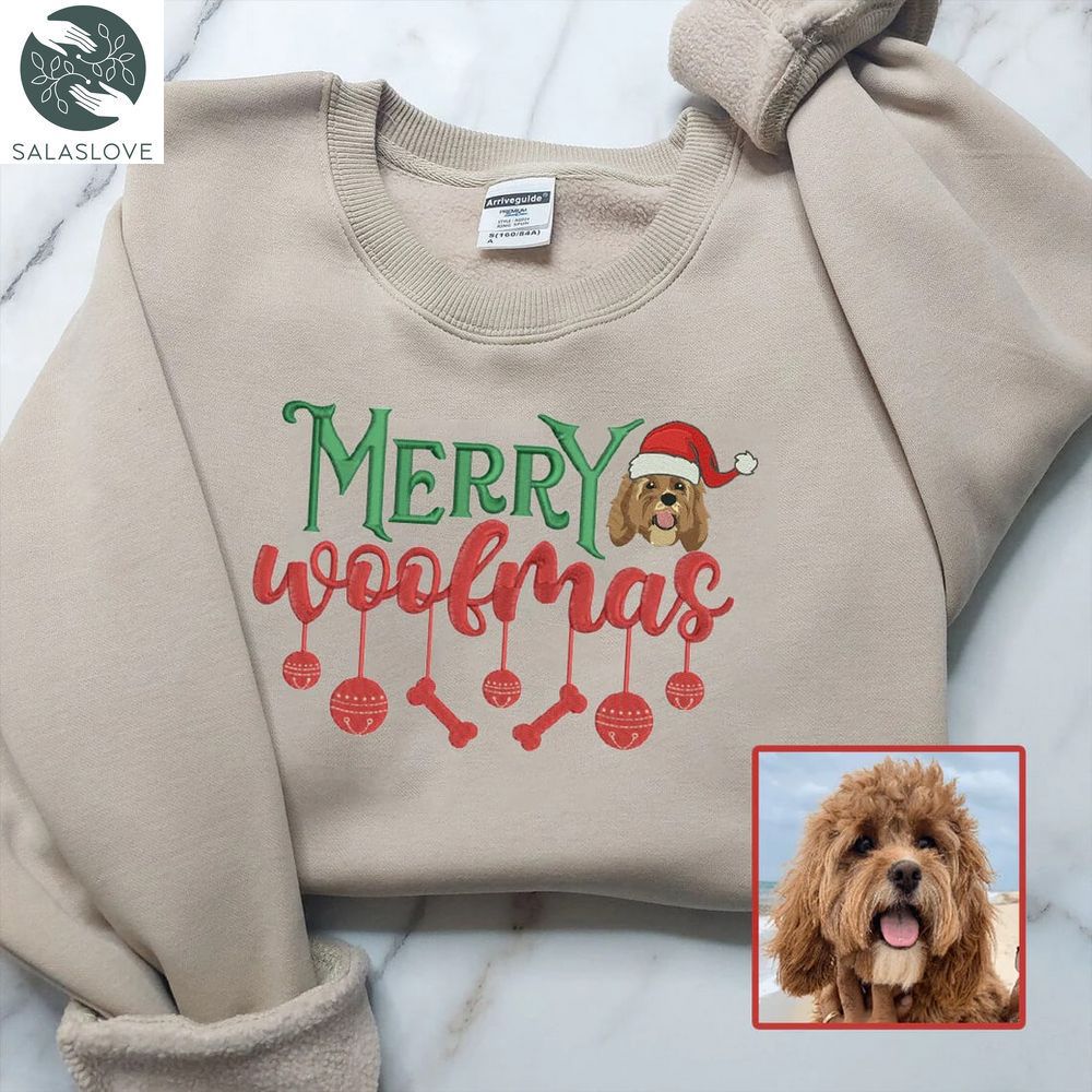Personalized Embroidered Merry Woofmas Pet Dog Cat Sweatshirt TD191019
