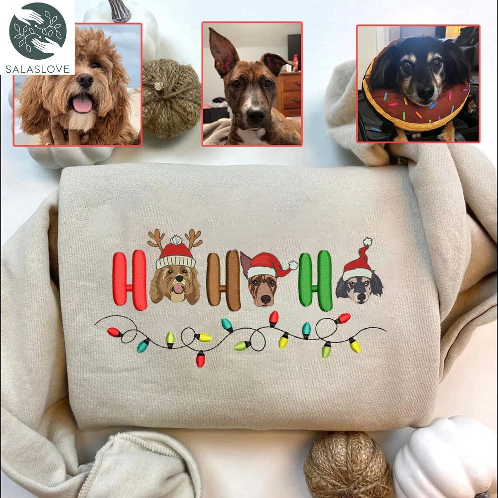 Personalized Embroidered Pet Dog Cat Hohoho Christmas Sweatshirt TD191024
