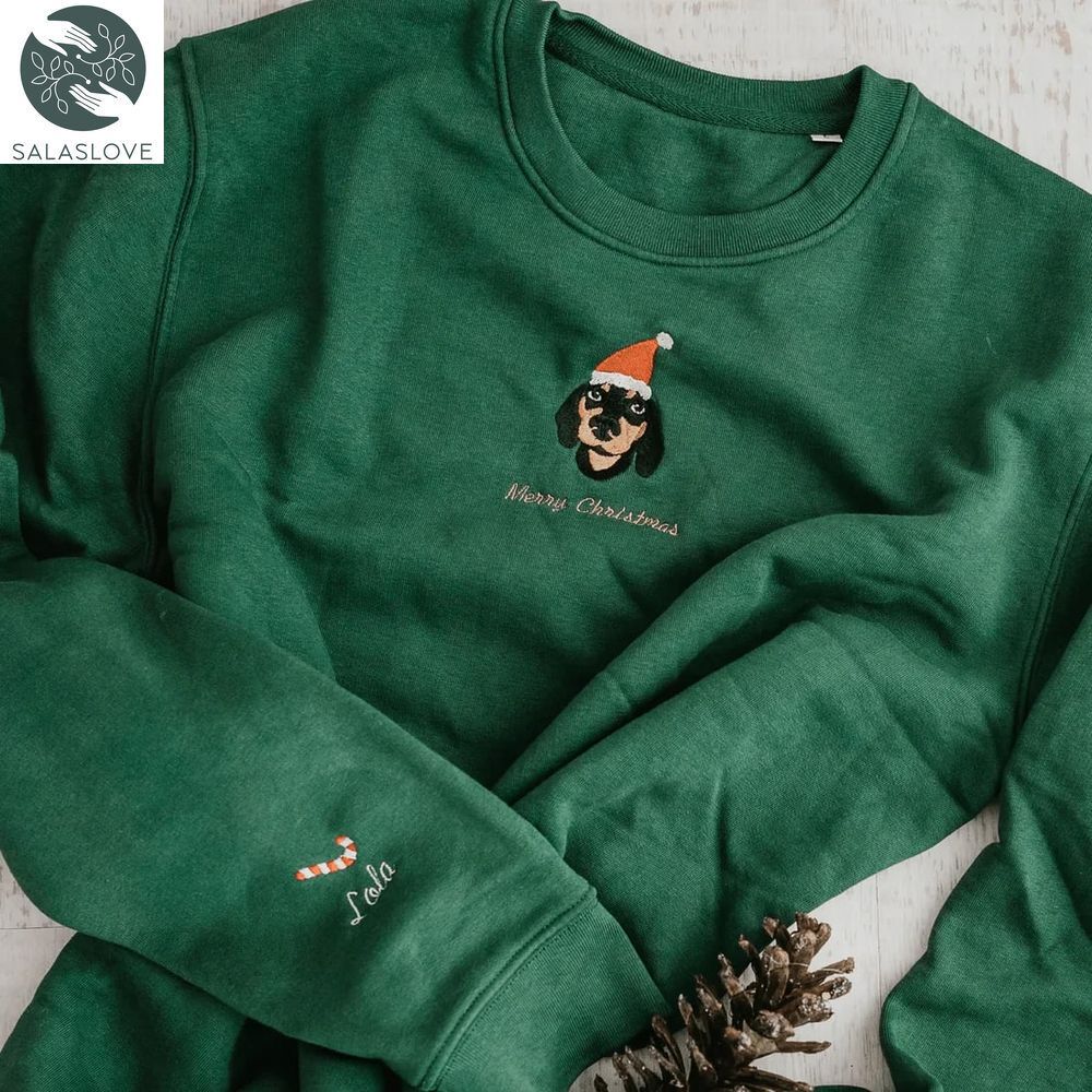Personalized Embroidered Pet Dog Cat Merry Christmas Sweatshirt TD191026