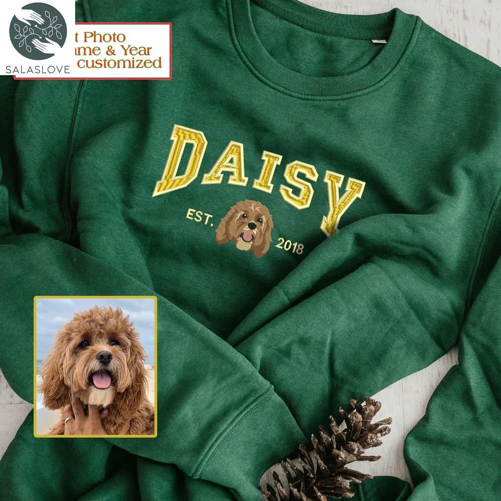 Personalized Embroidered Pet Dog Cat Photo Name Year Sweatshirt TD191027

