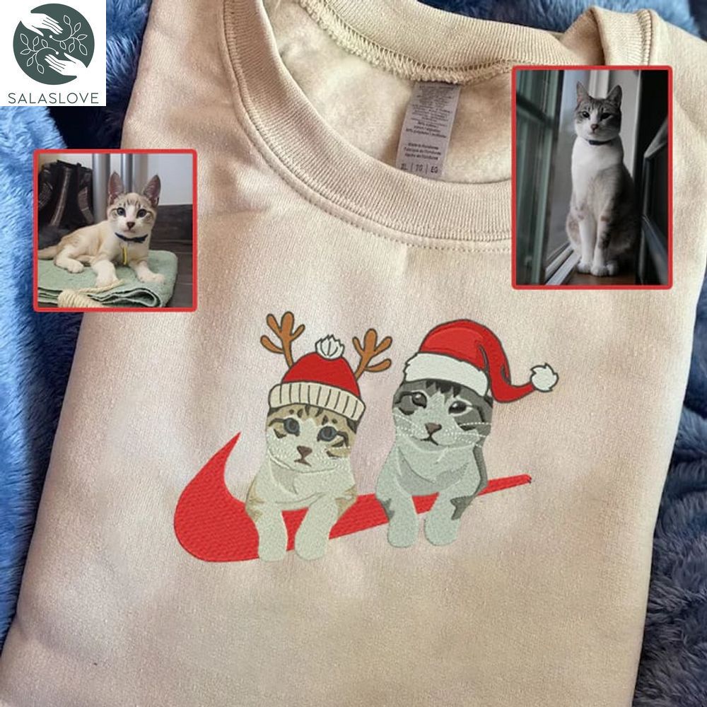 Personalized Embroidered Pet Dog Cat Swoosh Christmas Sweatshirt TD191029

