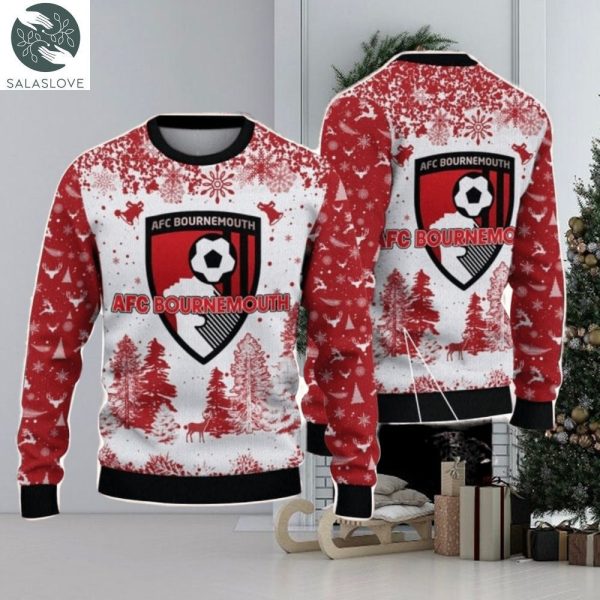 AFC Bournemouth Big Logo Pine Trees Big Fans Gift Christmas Sweater
