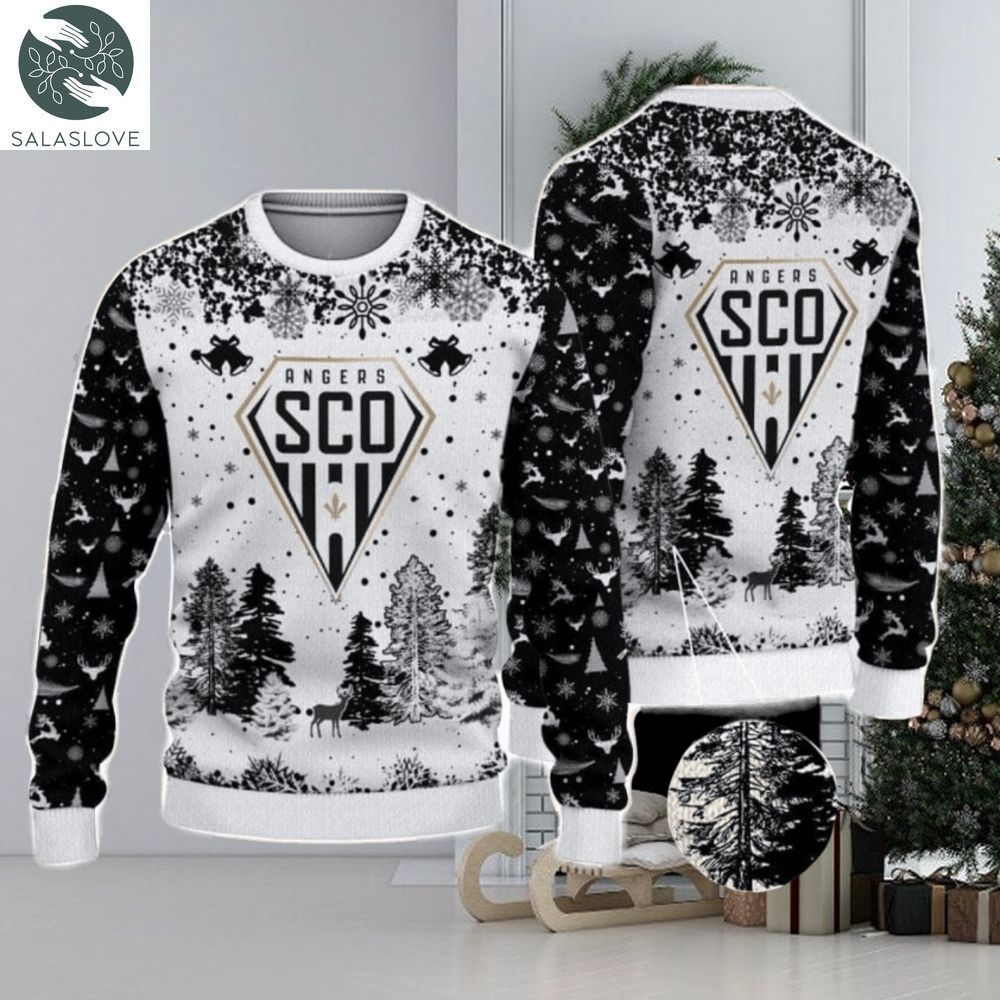Angers SCO Big Logo Pine Trees Big Fans Gift Christmas Sweater

