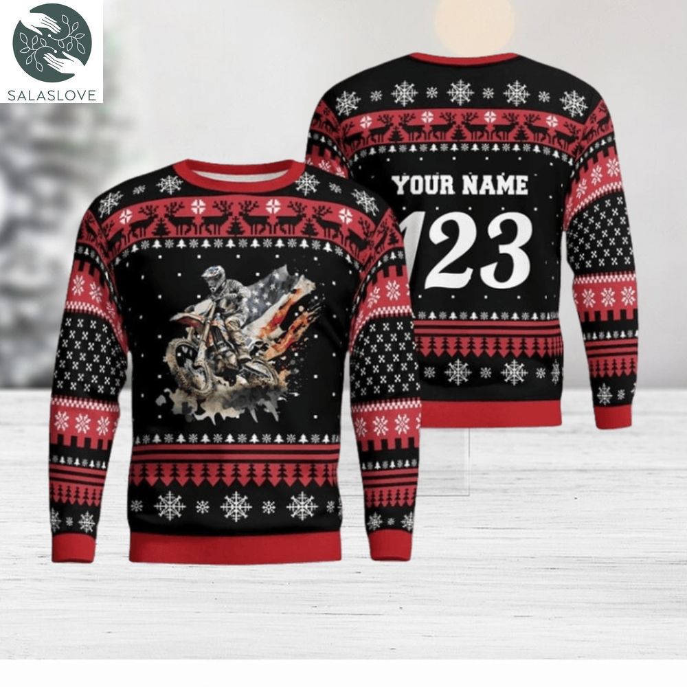 Christmas Motocross Rider 4 Custom Ugly Sweater For Fan HT081103