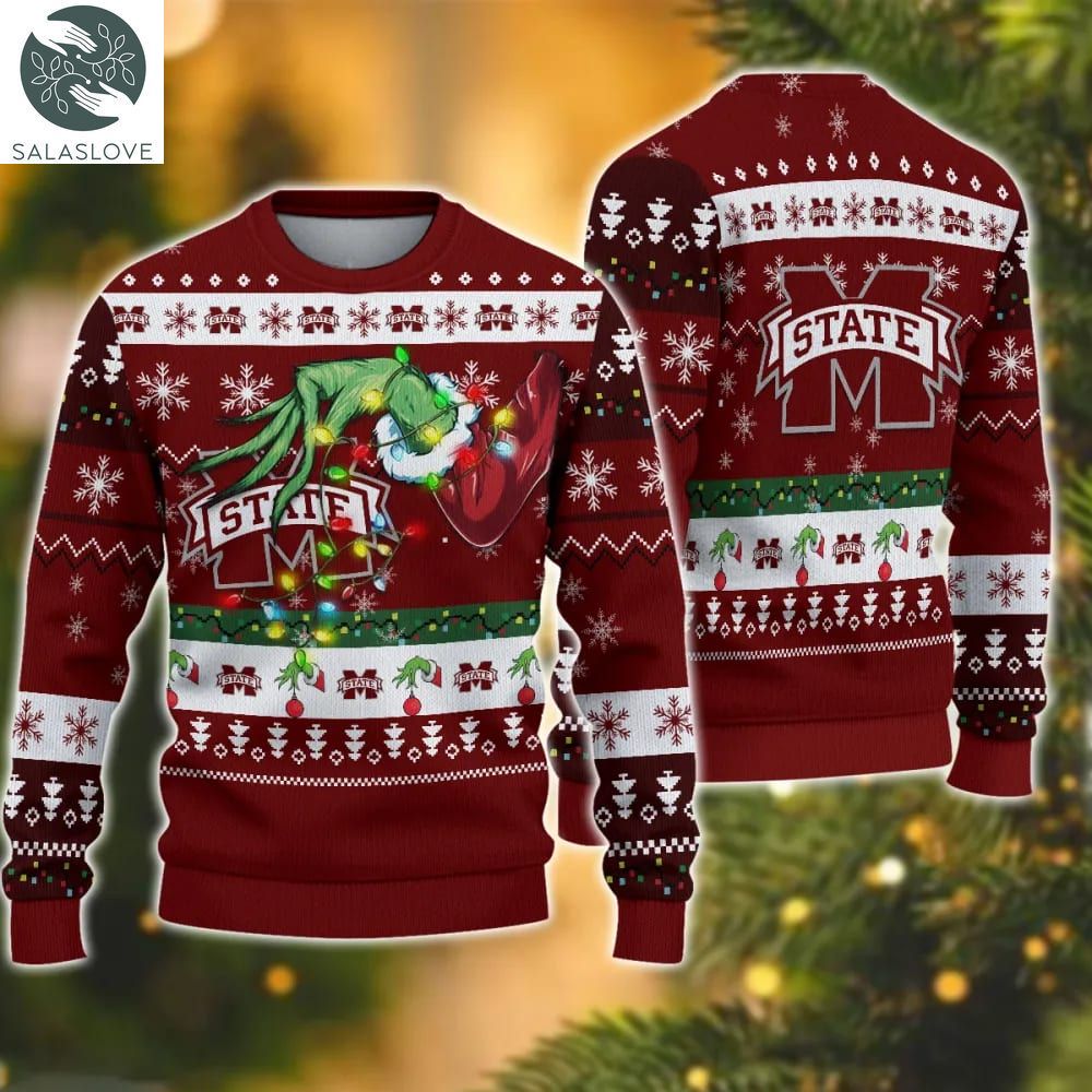 NCAA Mississippi State Bulldogs Grinch Christmas Ugly Sweater HT041116