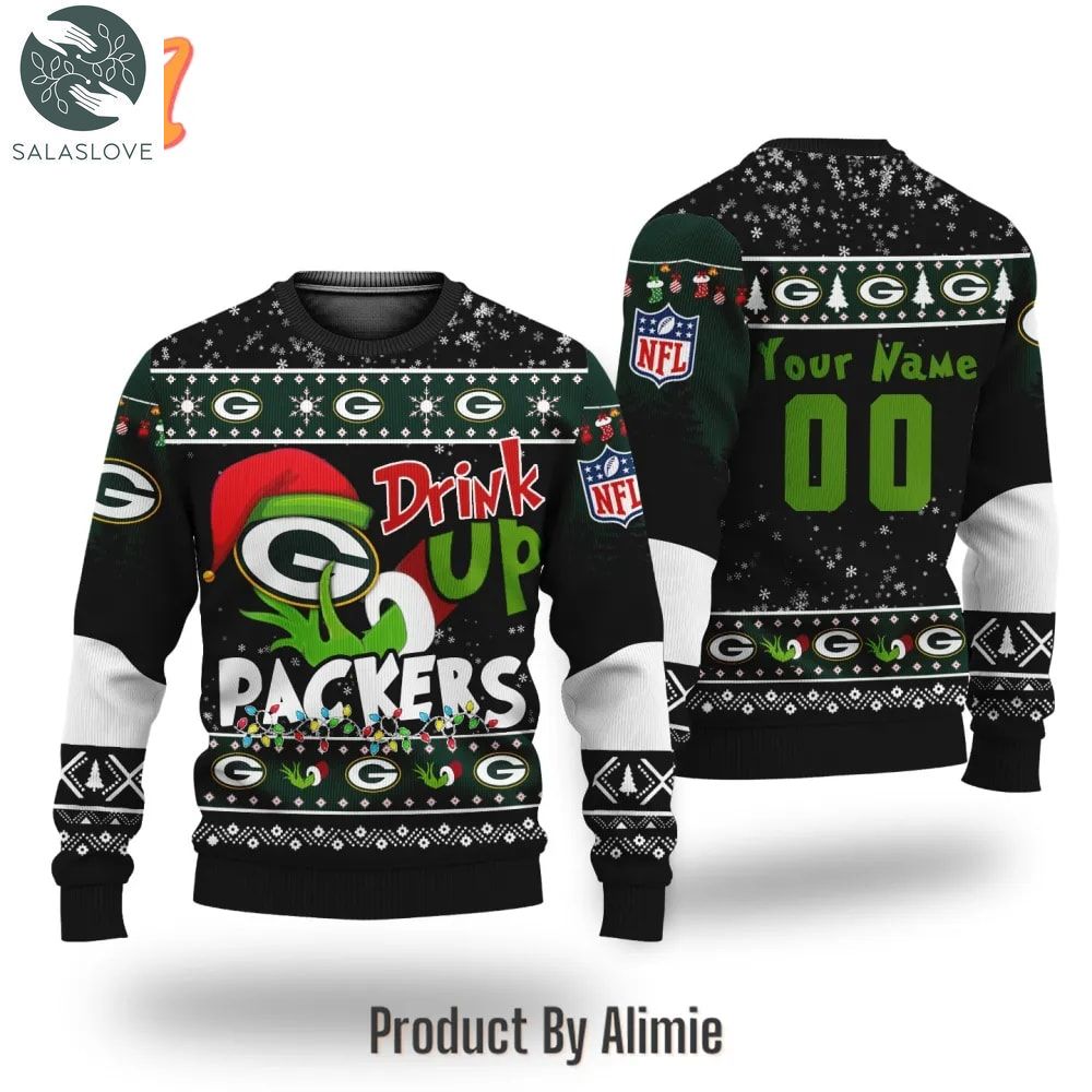NFL Grinch Drink Up Green Bay Packers Custom Ugly Christmas Sweater HT021116